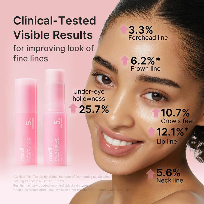Medicube [NEW] PDRN Pink Collagen Volume Multi Balm | All In One Stick for Youthful-Looking, Helping Look of Fine Lines, Firming Care, Anti-Aging Care | For Under-Eyes, Neck, Forehead, Smile Lines, Lip Care | Korean Skincare