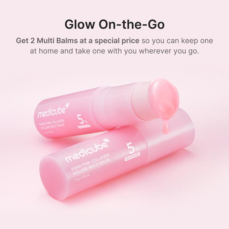 Medicube [NEW] PDRN Pink Collagen Volume Multi Balm | All In One Stick for Youthful-Looking, Helping Look of Fine Lines, Firming Care, Anti-Aging Care | For Under-Eyes, Neck, Forehead, Smile Lines, Lip Care | Korean Skincare